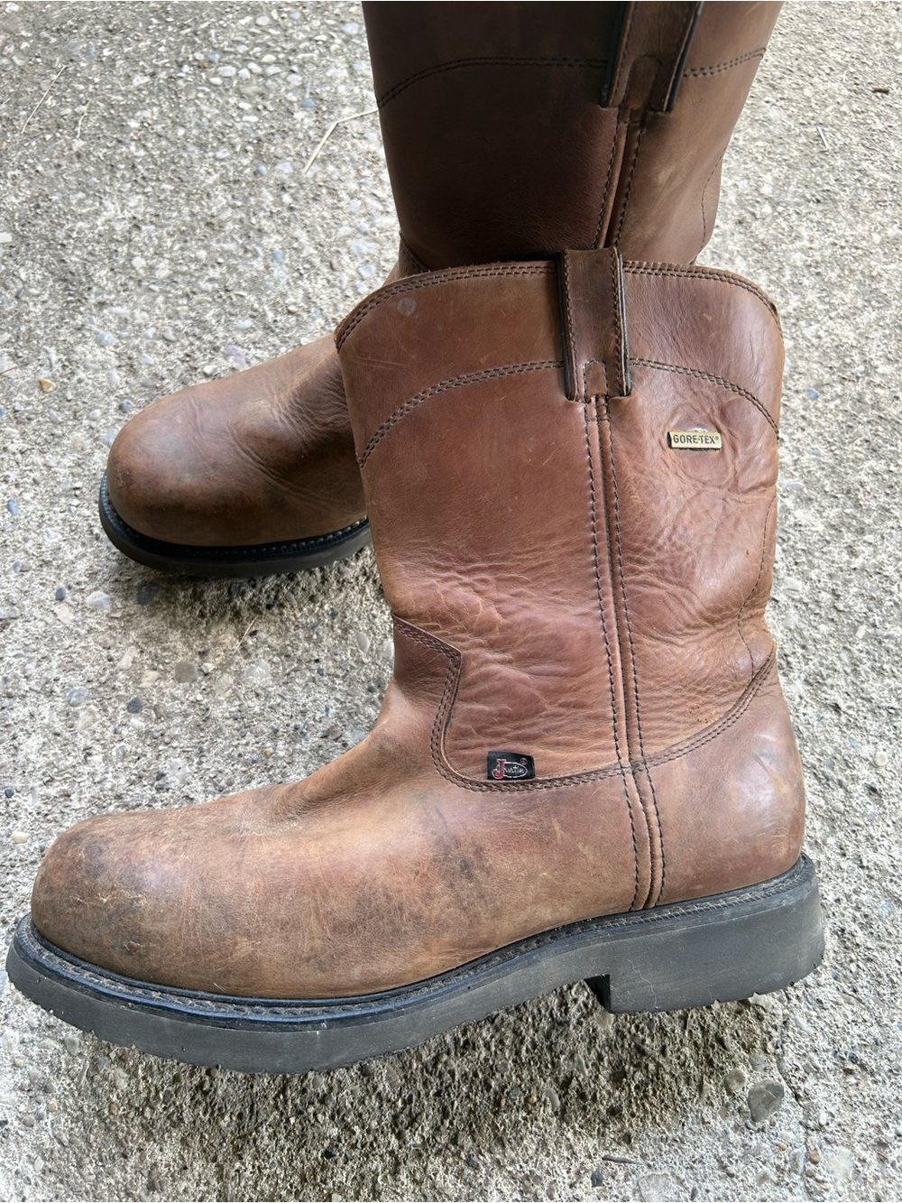 Justin Men's Brown Leather Work Boots Sz 14 D steel toe